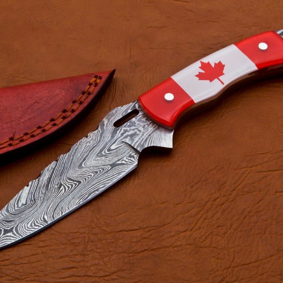 9" Handmade Bowie Damascus Steel Hunting Knife - Picture 2 of 10